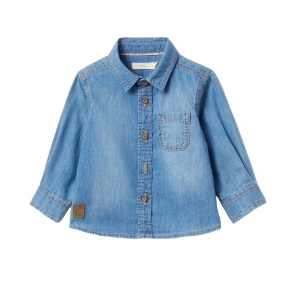 Sfera Denim shirt boys blue long sleeves cotton - Picture 1 of 13